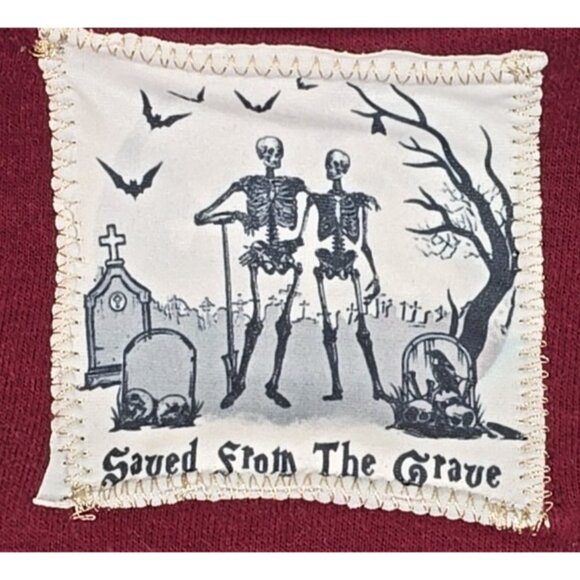 OOAK Upcycled Reworked Sweatshirt PEACE Vtg Doily Floral Appliques Boyfriend M - Picture 12 of 16